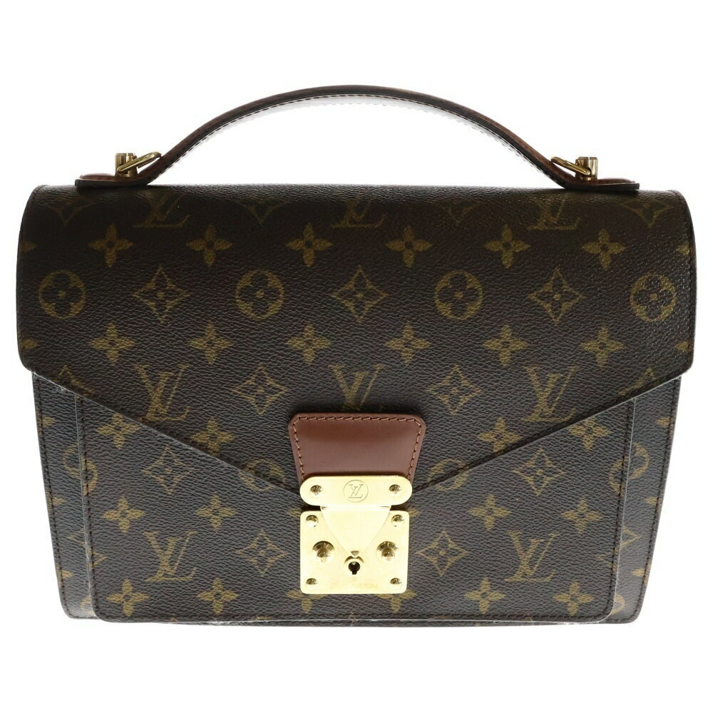 LOUIS VUITTON Monogram Monceau Leather Handbag Shoulder Bag Brown